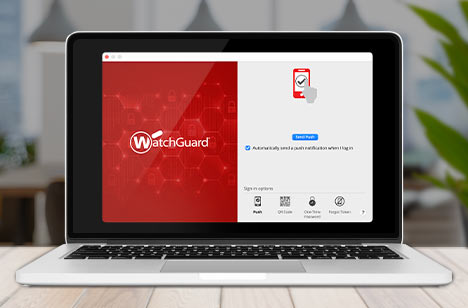 WatchGuard AuthPoint log in screen on a laptop