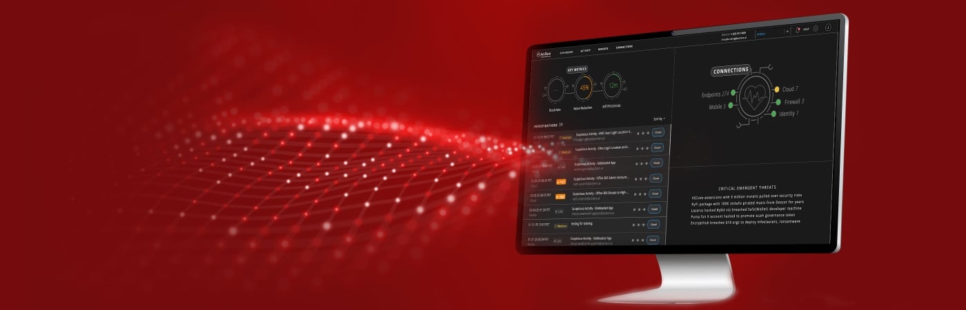 Large monitor showing WatchGuard MDR dashboard 