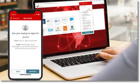 WatchGuard AuthPoint screens on a laptop and phone