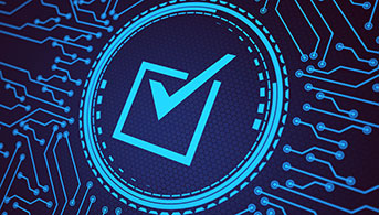 Checkbox on abstract circuit board