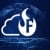 WatchGuard FireCloud icon in white in front of a globe made of white lights 