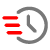 Gray clock with red lines on the left indicating it is moving quickly
