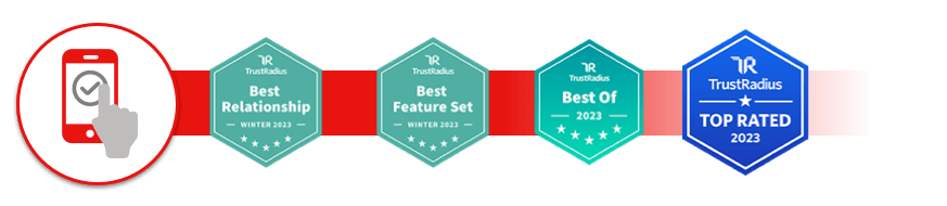 TrustRadius Award badges next to a WatchGuard AuthPoint icon